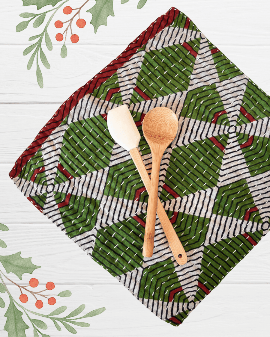 Kantha Dish Cloth | Christmas