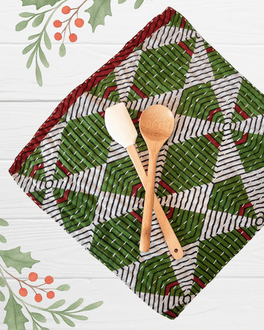 Kantha Dish Cloth | Christmas